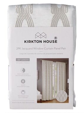 New Kirkton House Jacquard Window Curtain 2Pk Panel Pair - Hazel